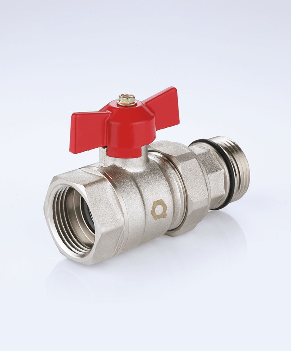 Kugelhahn für Verteiler mit rotem Griff