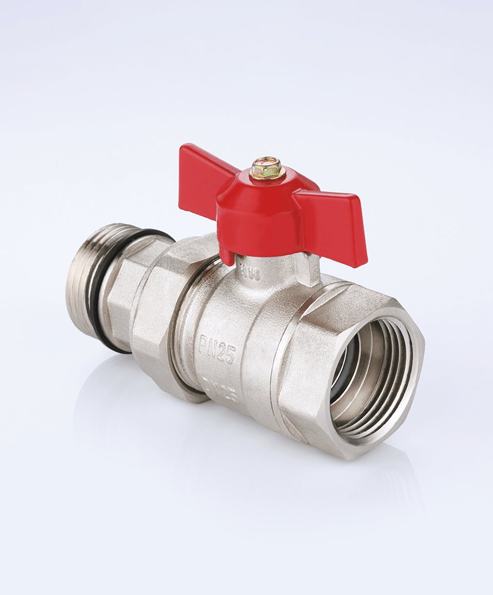 Kugelhahn für Verteiler mit rotem Griff