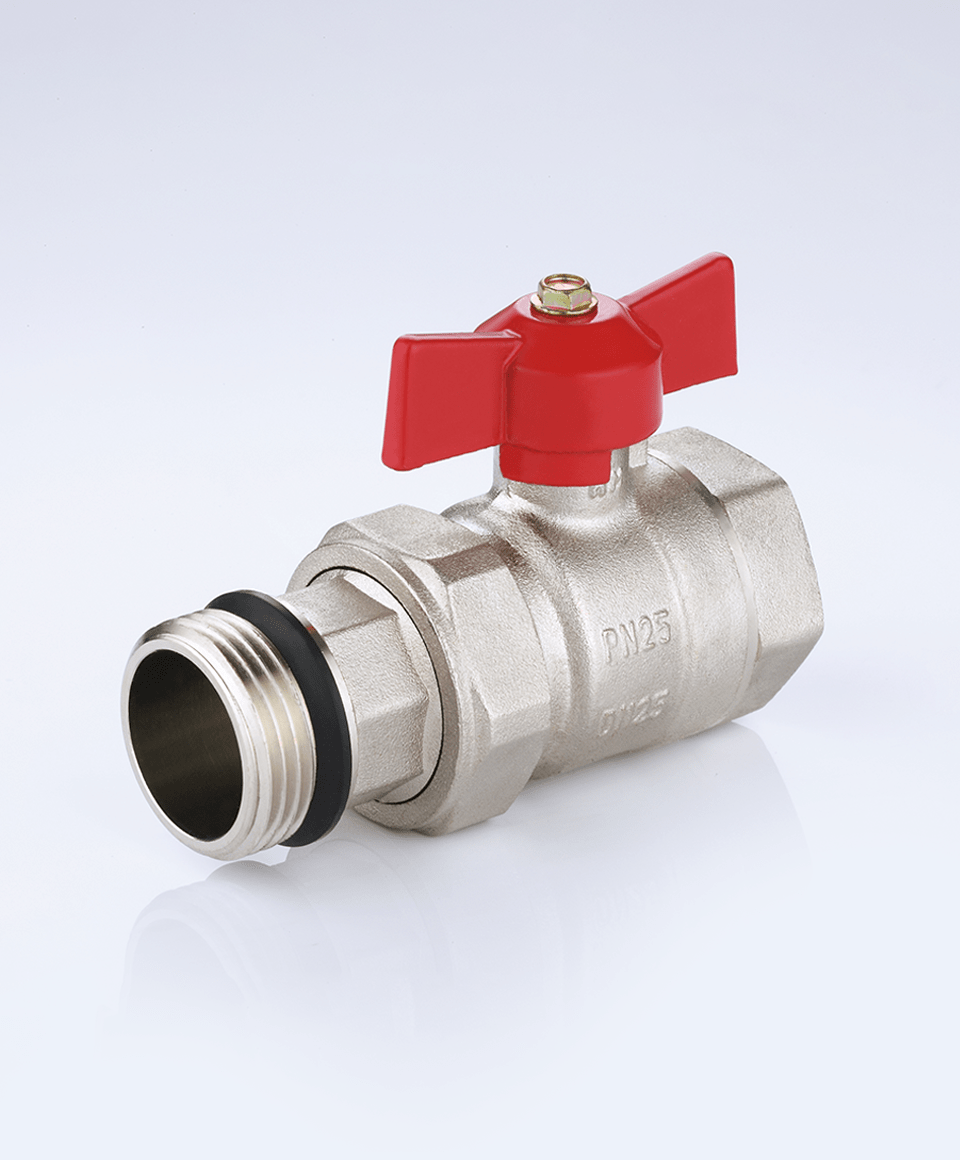 Kugelhahn für Verteiler mit rotem Griff