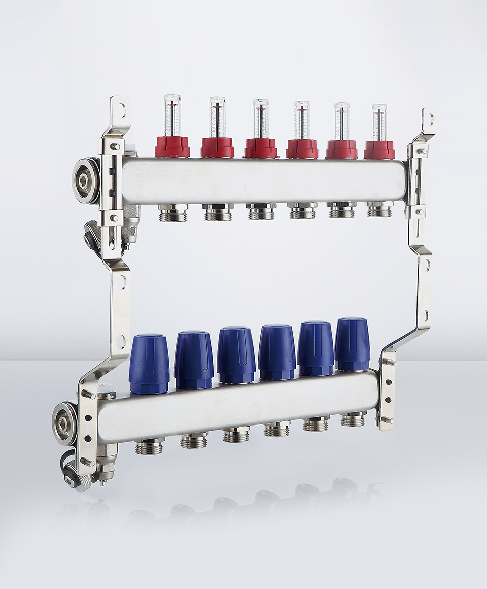 Collecteur avec débitmètres, purgeur d'air et vanne de vidange