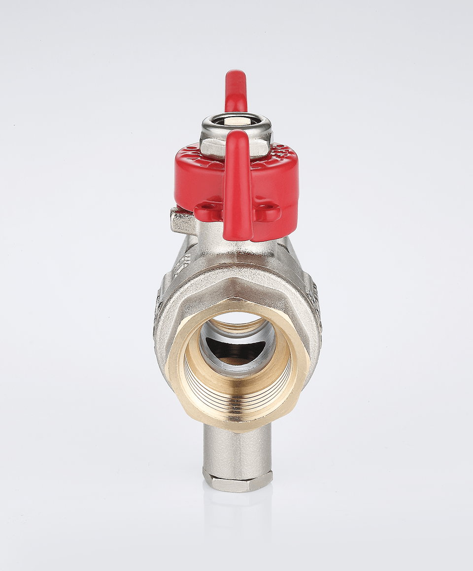 Ball valve with temperature sensor socket