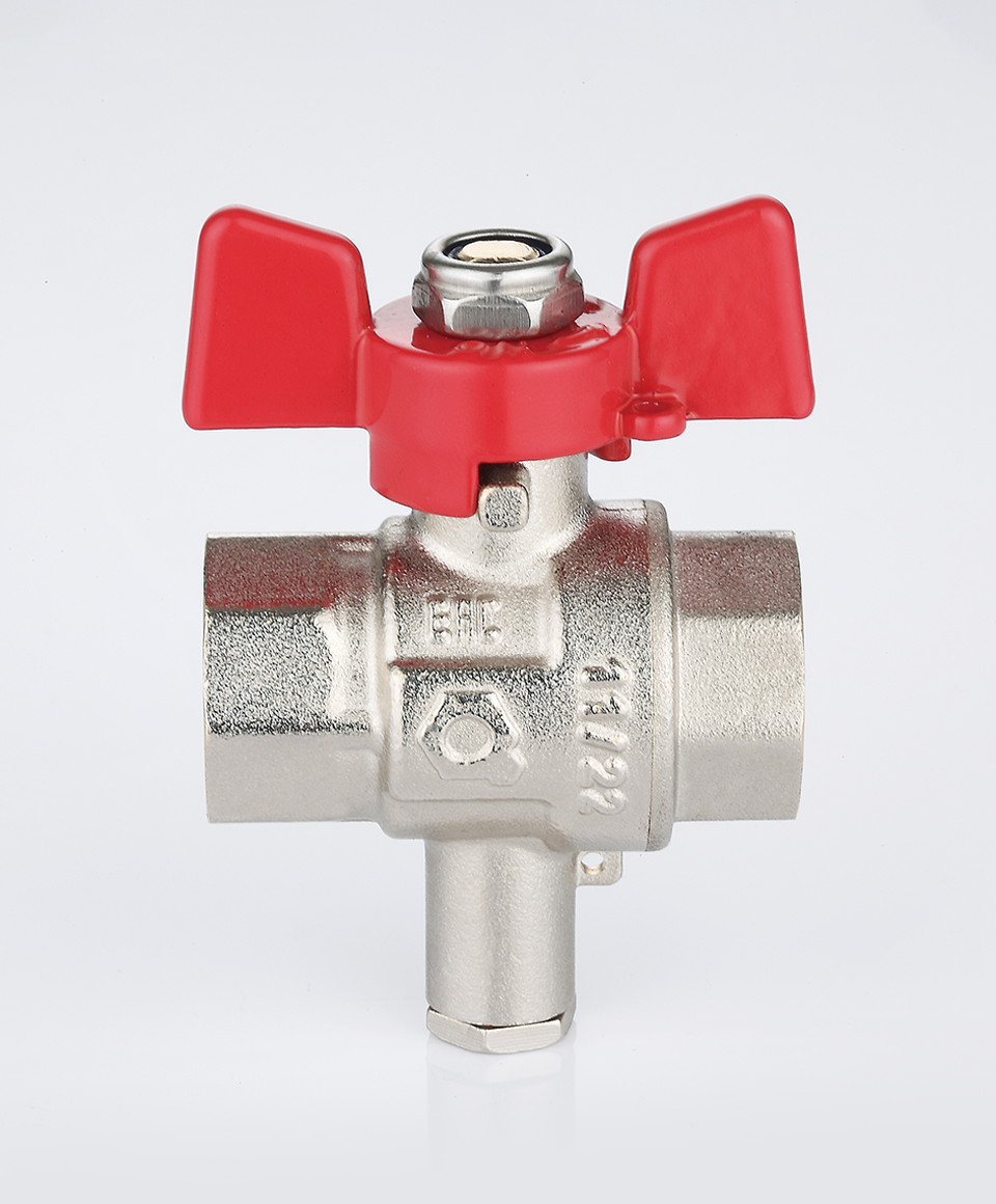 Ball valve with temperature sensor socket