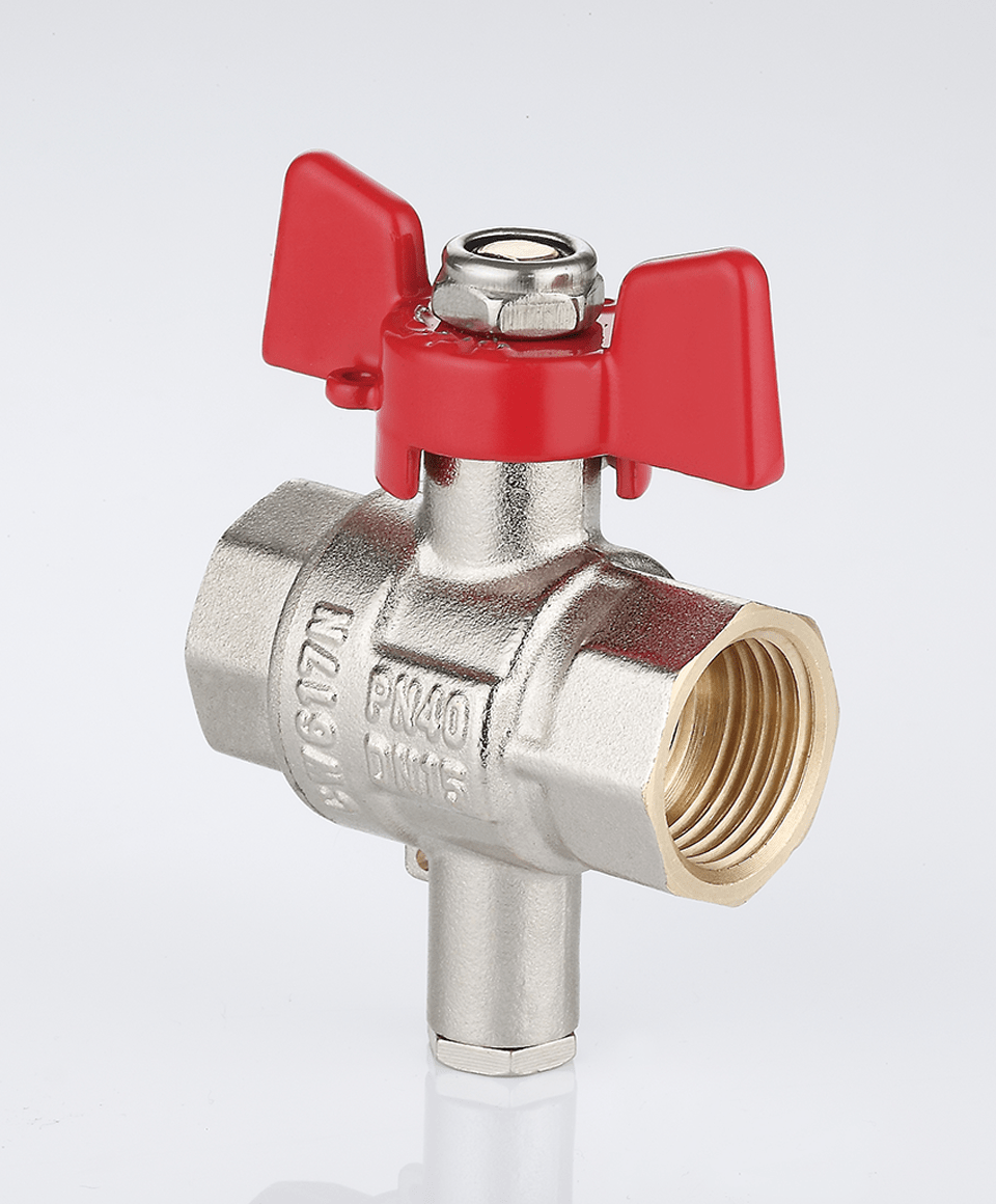 Ball valve with temperature sensor socket