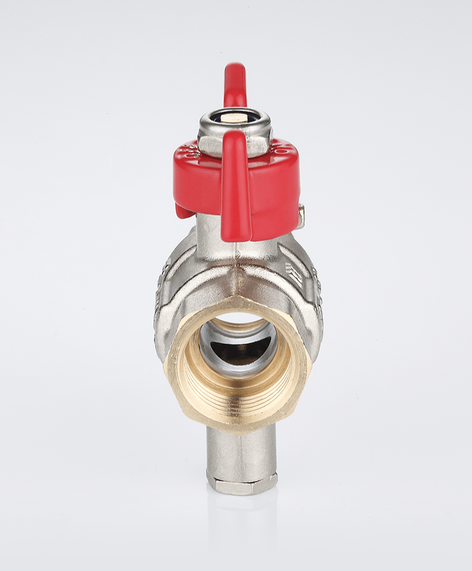 Ball valve with temperature sensor socket