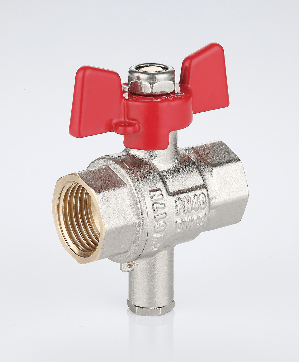 Ball valve with temperature sensor socket