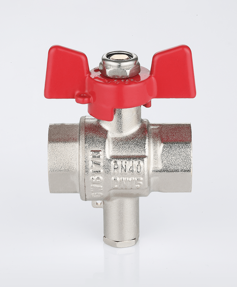Ball valve with temperature sensor socket