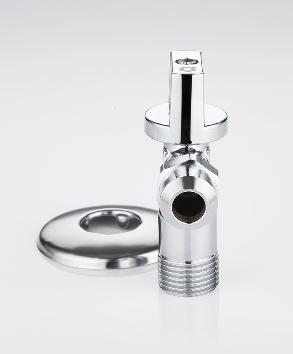 Under-sink angle ball valve with nut and washer