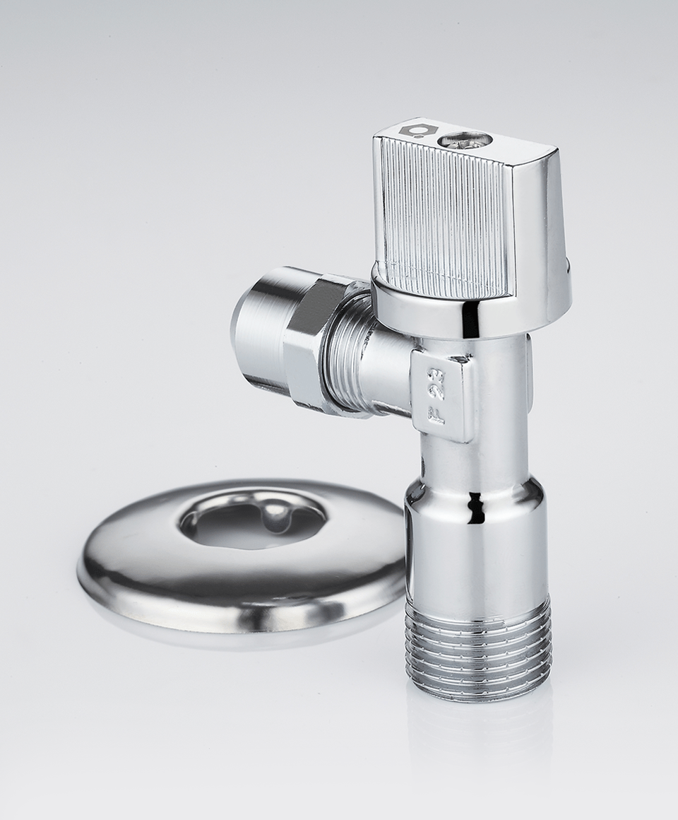 Under-sink angle ball valve with nut and washer