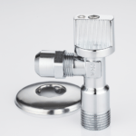 Under-sink angle ball valve with nut and washer