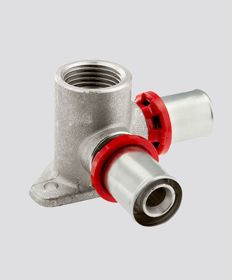 Double wallplate elbow press fitting