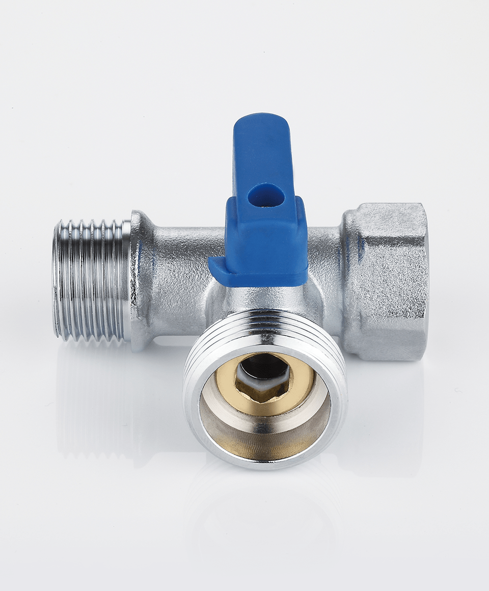 Tee ball valve female-male connection for washing machine