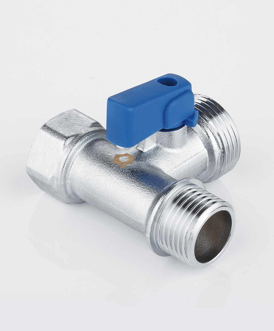 Tee ball valve female-male connection for washing machine