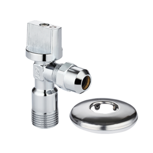 Under-sink angle ball valve with nut and washer