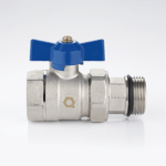 Ball valve for manifolds with blue handle