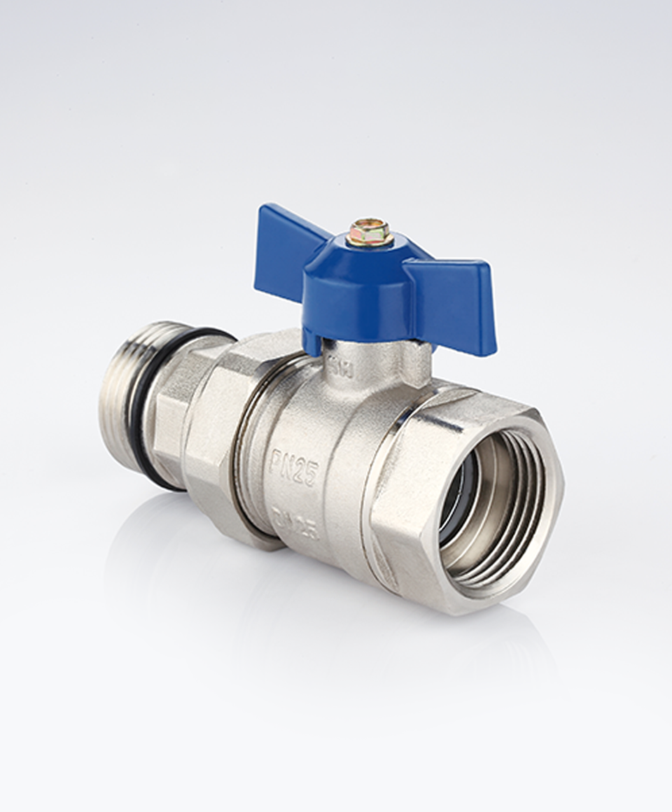 Ball valve for manifolds with blue handle