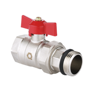 Ball valve for manifolds with red handle