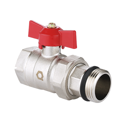 Ball valve for manifolds with red handle