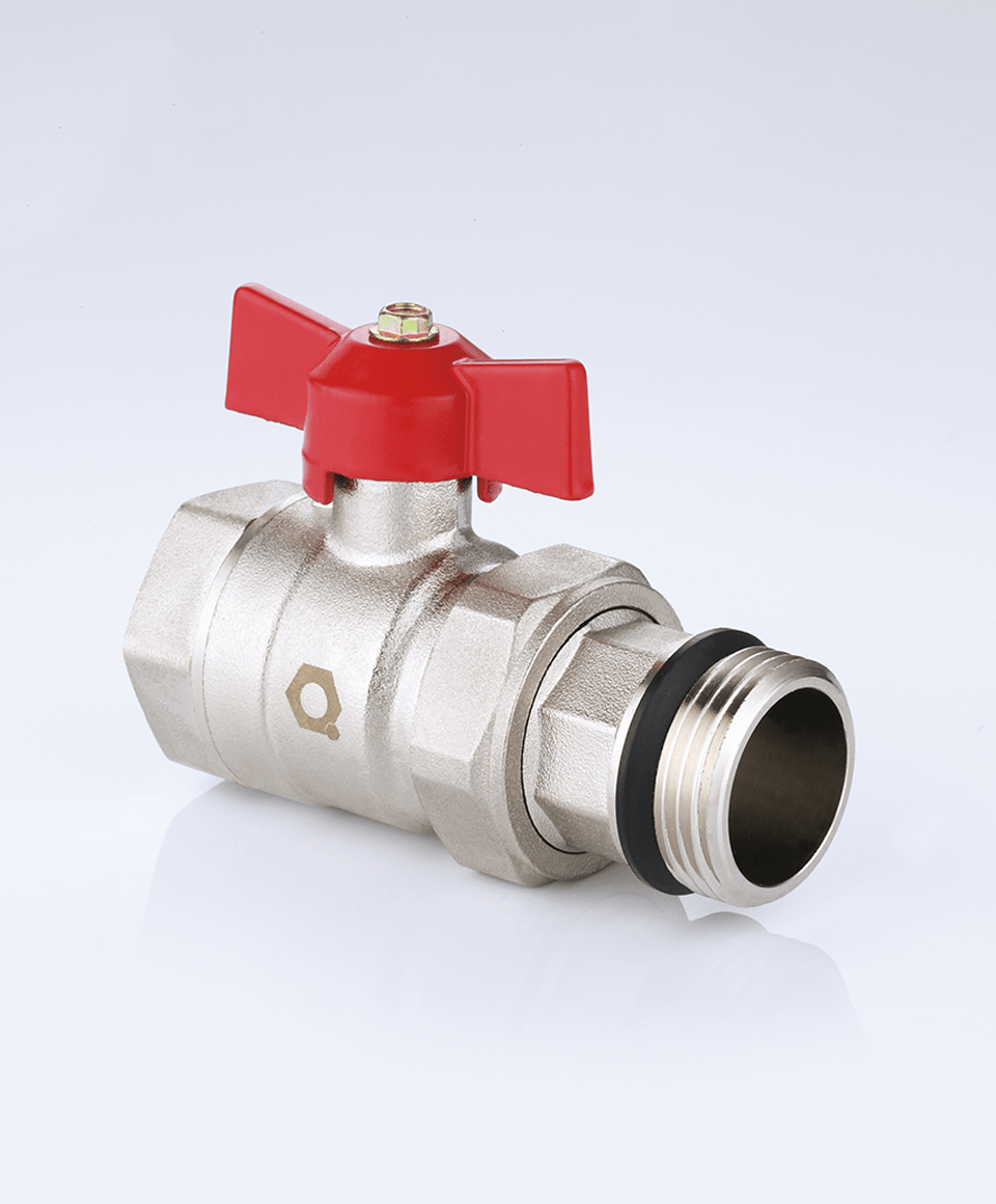 Ball valve for manifolds with red handle