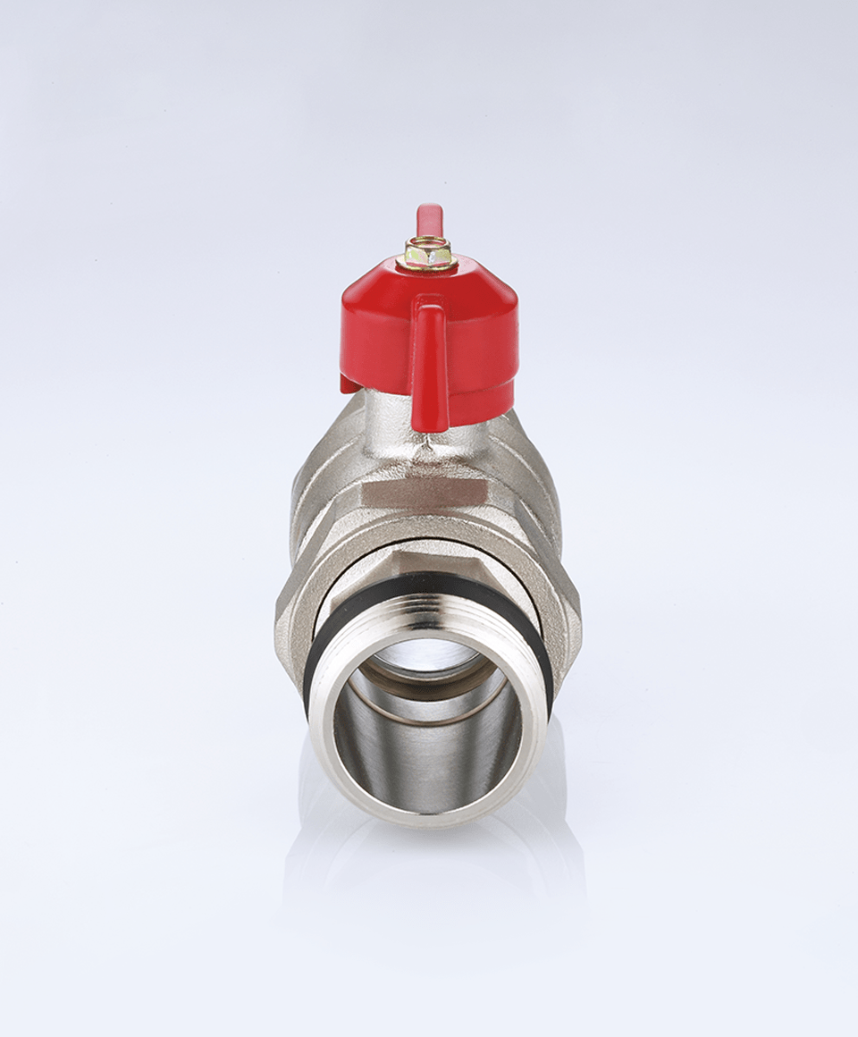 Ball valve for manifolds with red handle