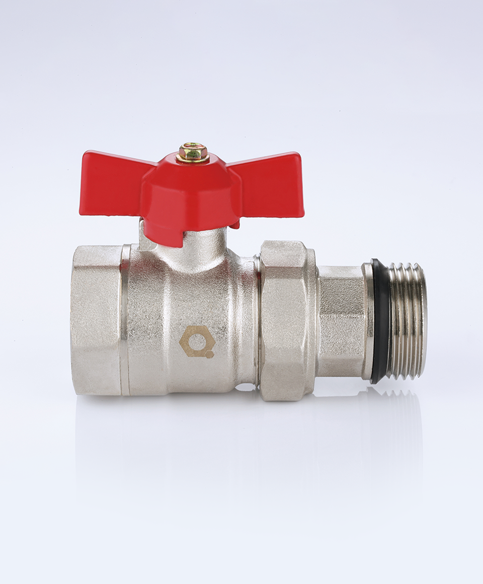 Ball valve for manifolds with red handle