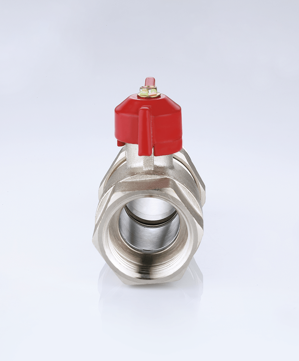 Ball valve for manifolds with red handle