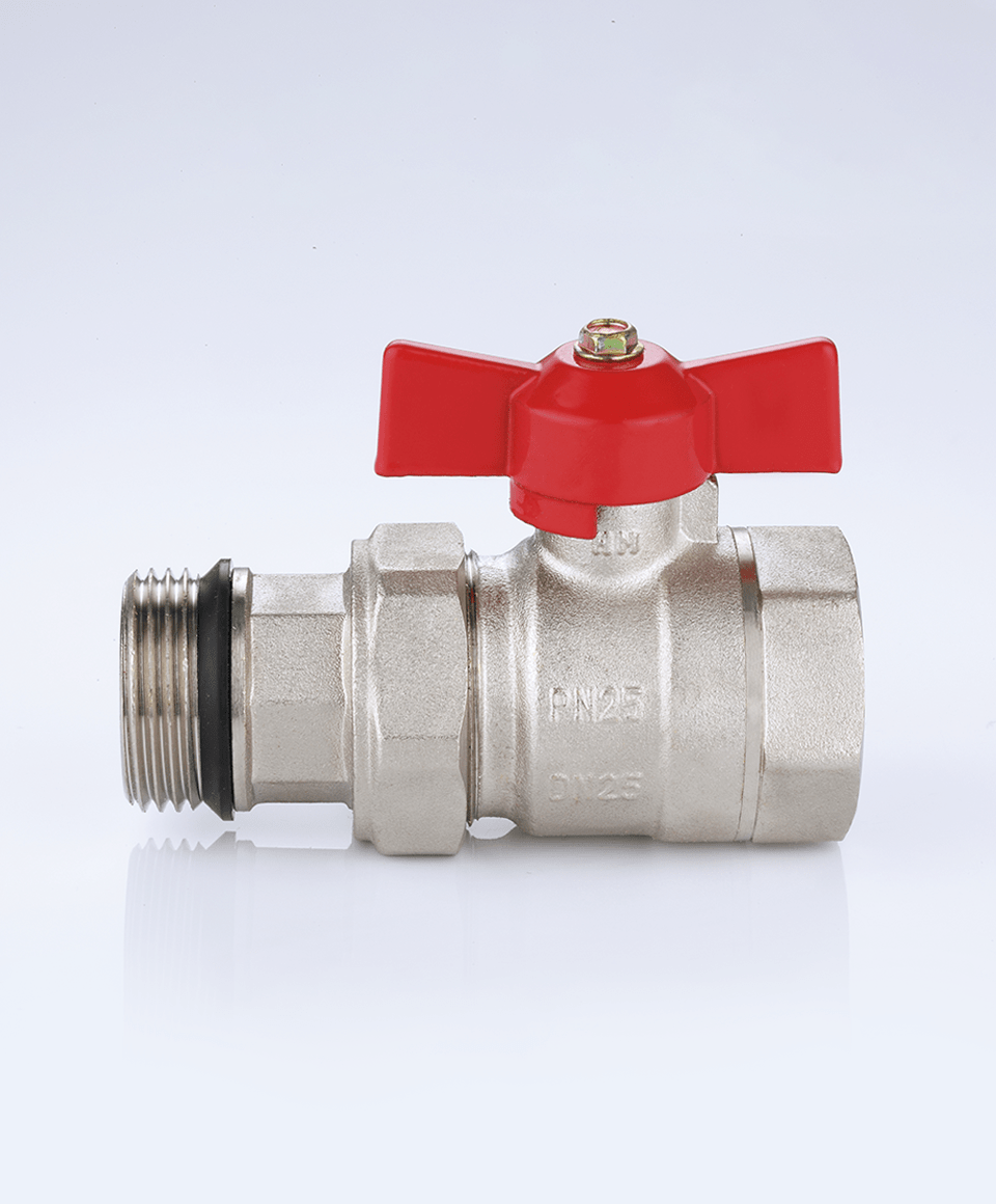 Ball valve for manifolds with red handle