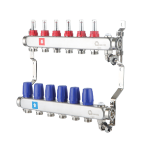 Manifold with flowmeters, air vent and drain valve